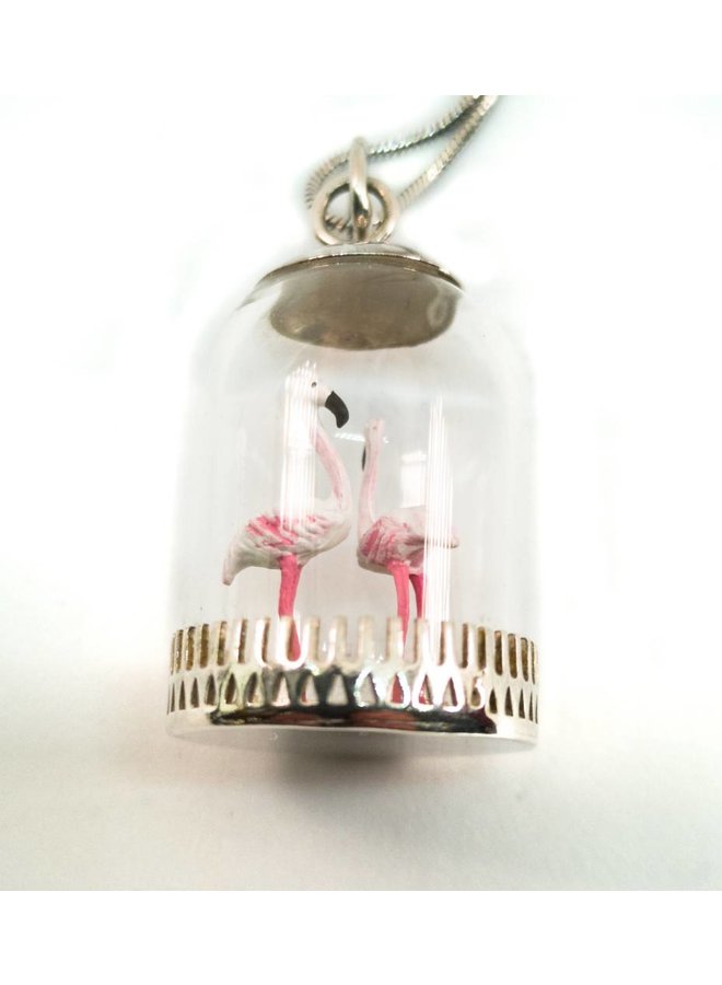 Dome diorama Flamingos Pendant