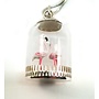 Dome diorama Flamingos Silver Pendant
