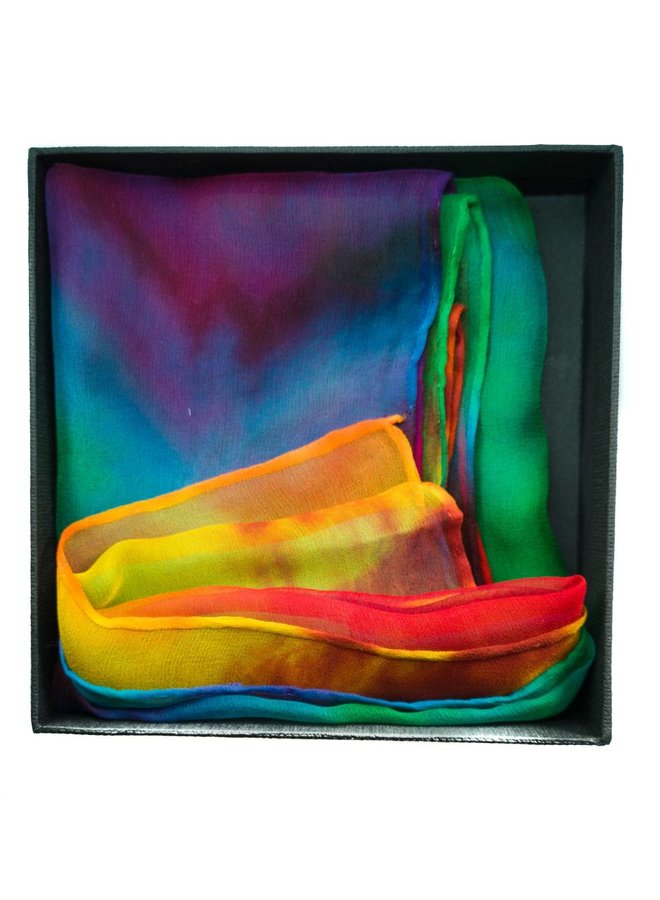 Bright Parrot Long Gossamer Silk Scarf Boxed