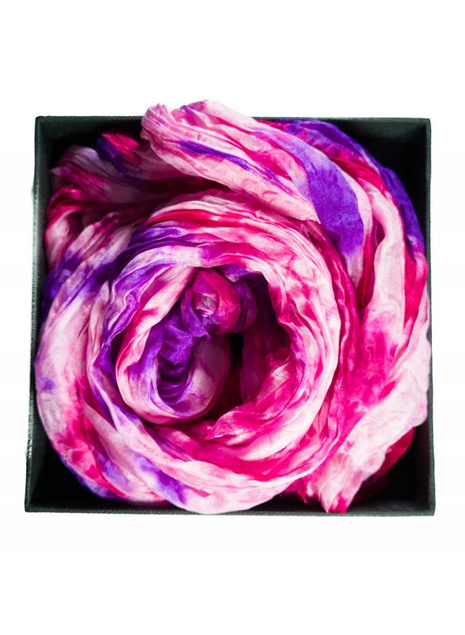 Fuchsia Crinkle Silk Scarf Boxed