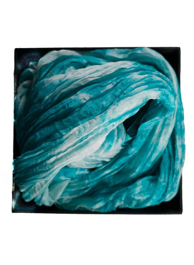 Mermaid Crinkle Silk Scarf Boxed