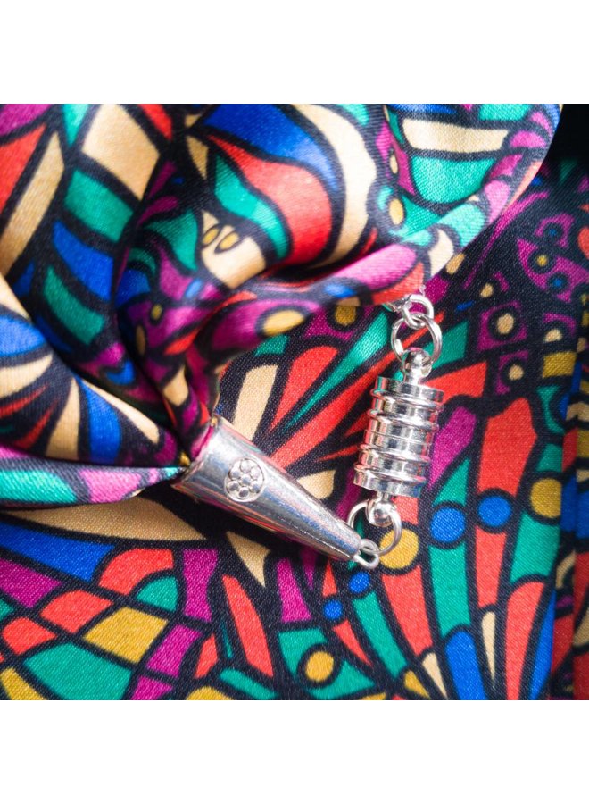 Bright Jewel Satin and Silk Scarf with magnetic clasp Boxed