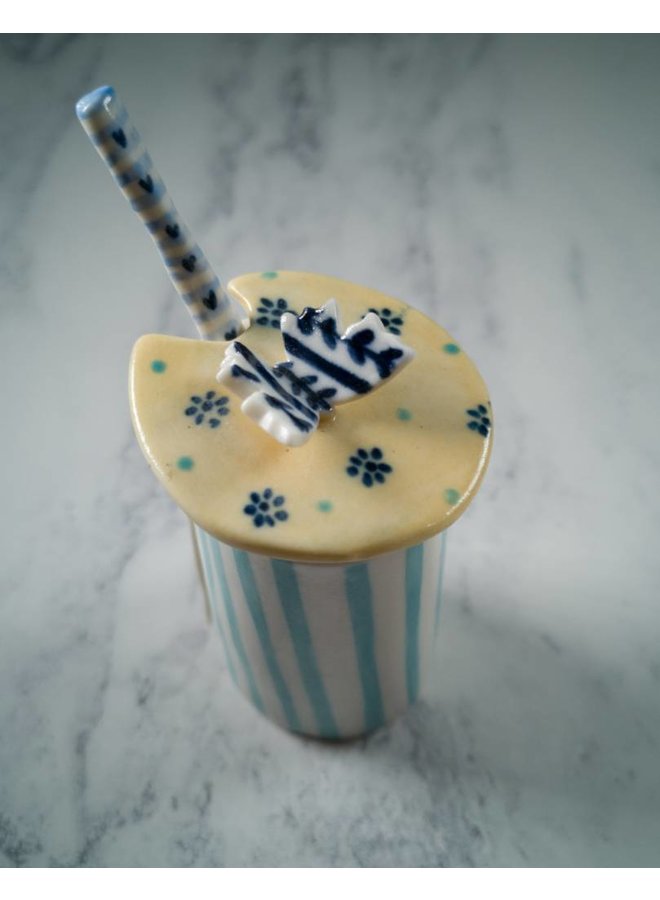 Condiment Butterfly Lidded Pot with spoon Porcelain