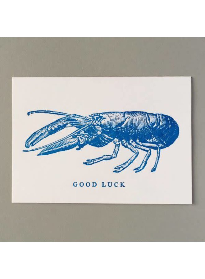 Lobster Good Luck hand crafted letterpress card