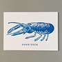 Lobster Good Luck hand crafted letterpress card