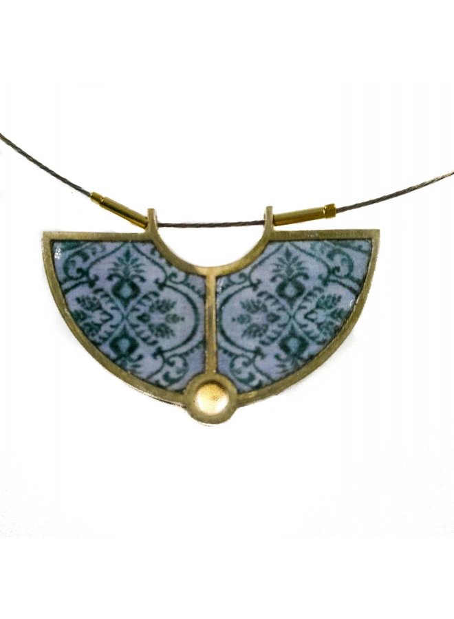 Necklace - semi circle brass grey