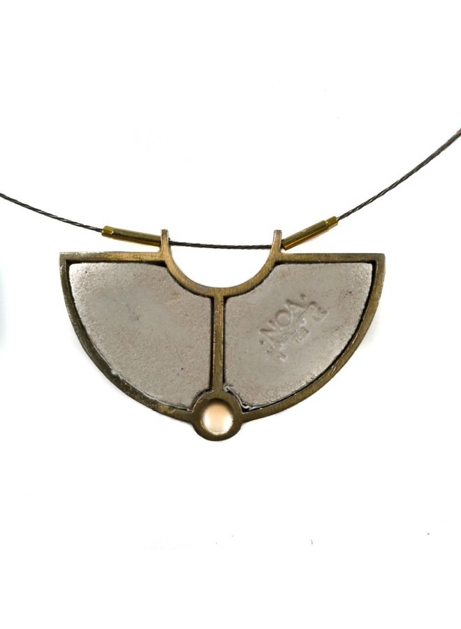 Necklace - semi circle brass grey