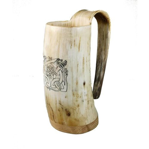 Abbey Horn Taza de bebida oxhorn no.1 con diseño celta Abbey Horn Taza de bebida oxhorn no.1 con diseño celta