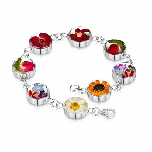 Shrieking Violet Pulsera redonda grande flor mezclada plata Shrieking Violet Pulsera redonda grande flor mezclada plata