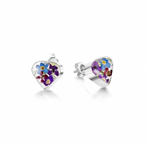 Shrieking Violet Heart studs mixed flower silver Shrieking Violet Heart studs mixed flower silver