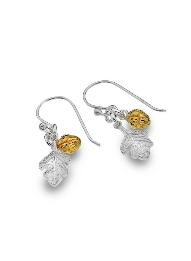 Acorn silver and gold plate earrings