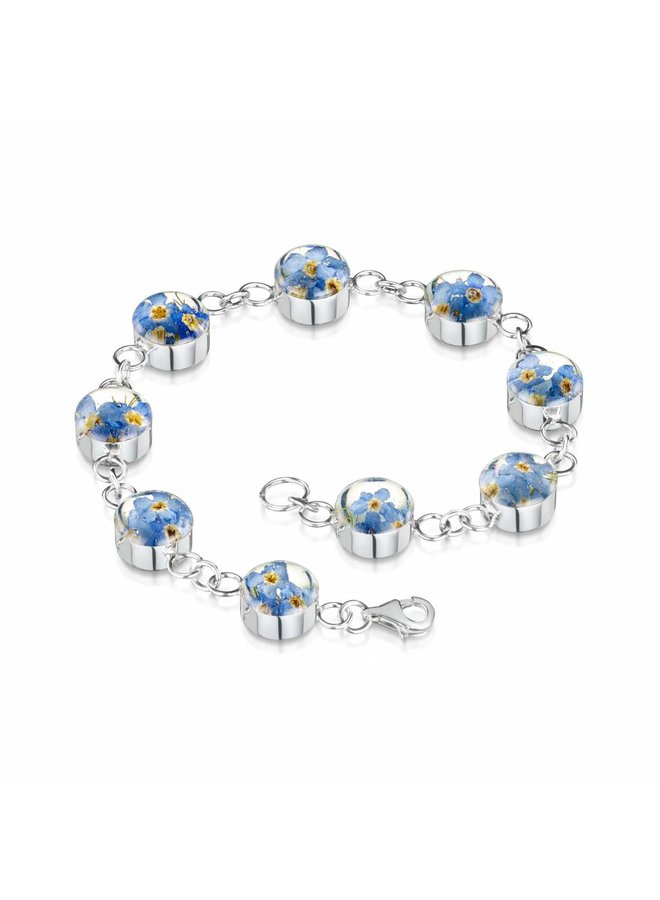 Round forgetmenot bracelet silver 9 sections
