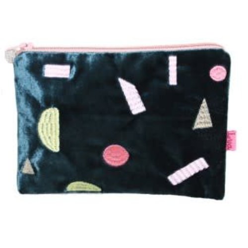 LUA Monedero bordado terciopelo multi formas geo LUA Monedero bordado terciopelo multi formas geo