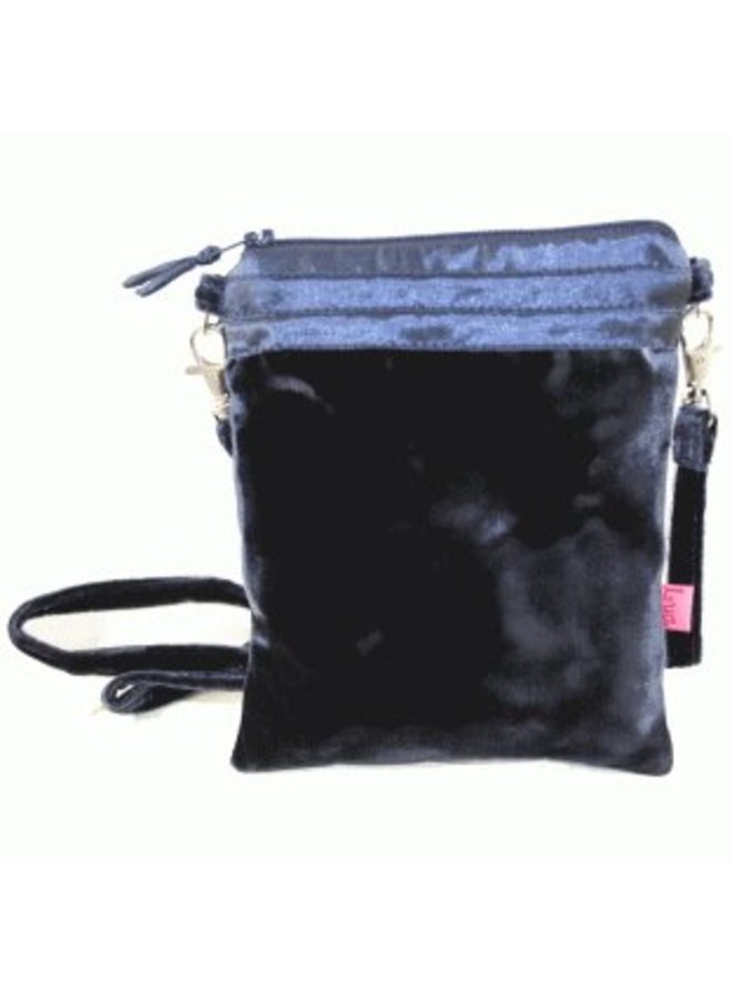 Velvet and silk purse on strap