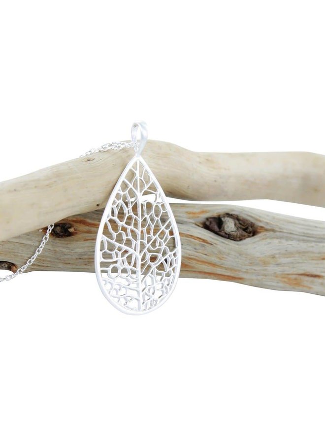 Skeleton Leaf  silver Necklace