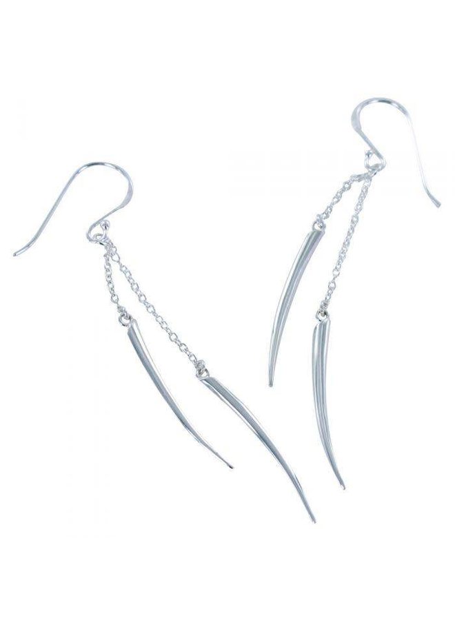 Tusk drop silver earrings