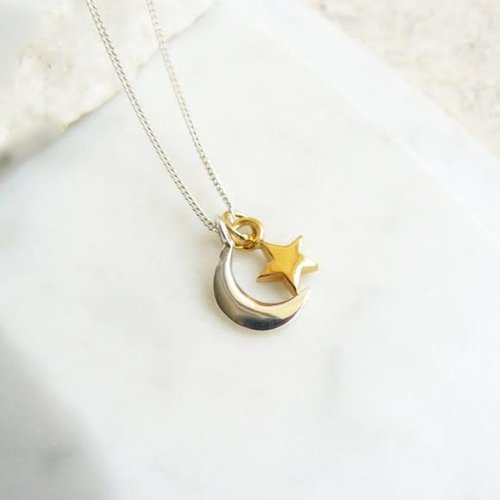 Lime Tree Design Charms gold vermeil star with sterling silver moon necklace 39 Lime Tree Design Charms gold vermeil star with sterling silver moon necklace 39