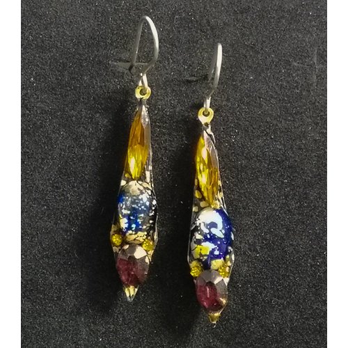 Annie Sherburne Vintage small drop orange / blue earrings 91 Annie Sherburne Vintage small drop orange / blue earrings 91