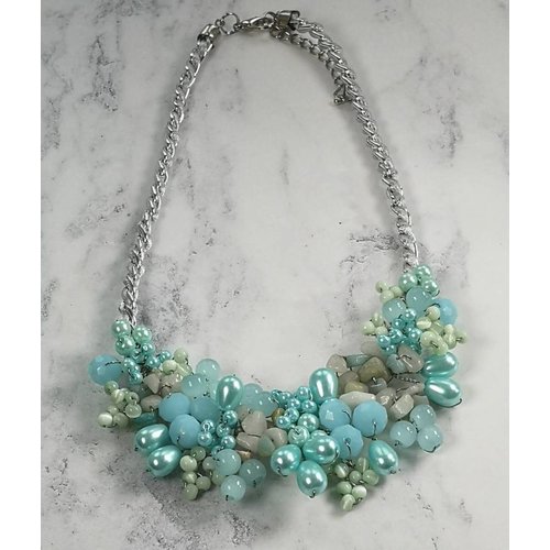 Lotus Feet Pale blue beaded necklace 025 Lotus Feet Pale blue beaded necklace 025