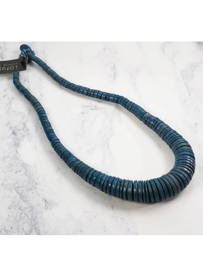 Denim  gradated coco disc  necklace 037