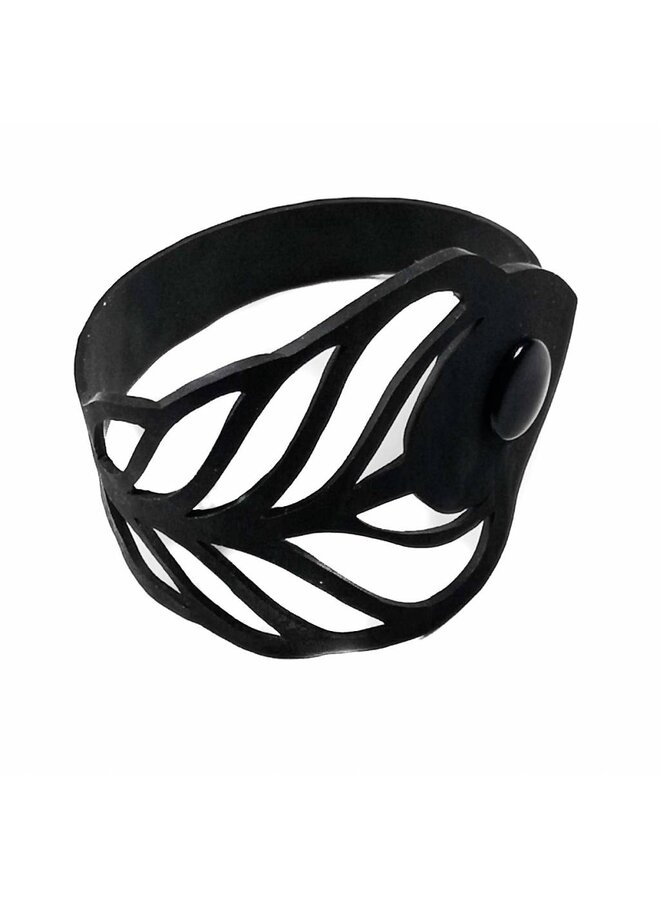 Peacock feather recycled rubber bracelet small