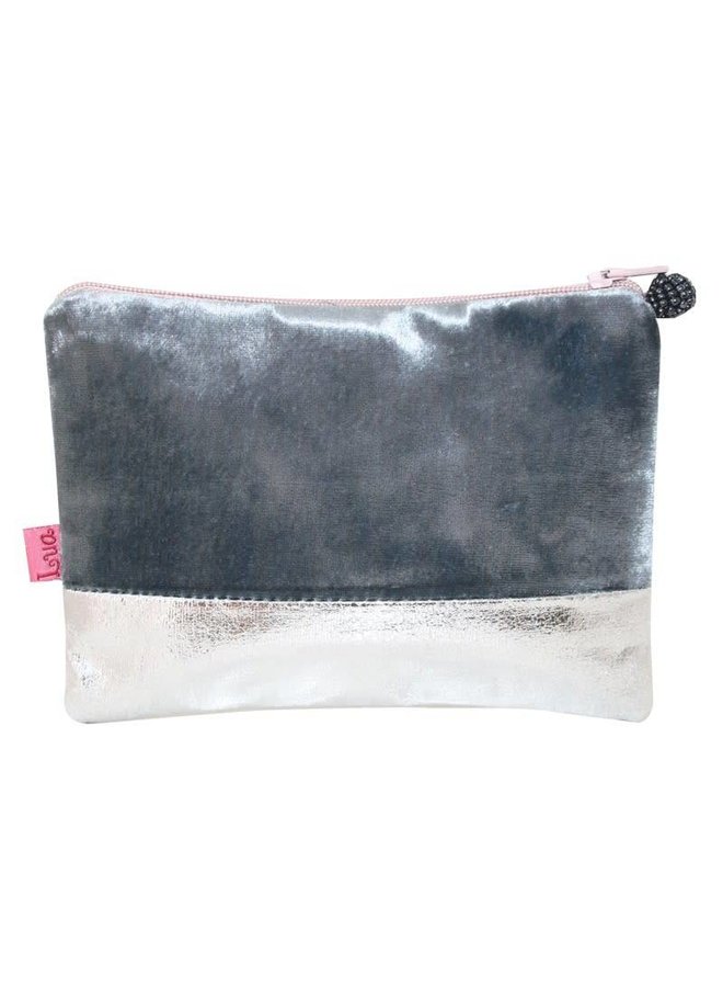 Velvet zip purse metalic band