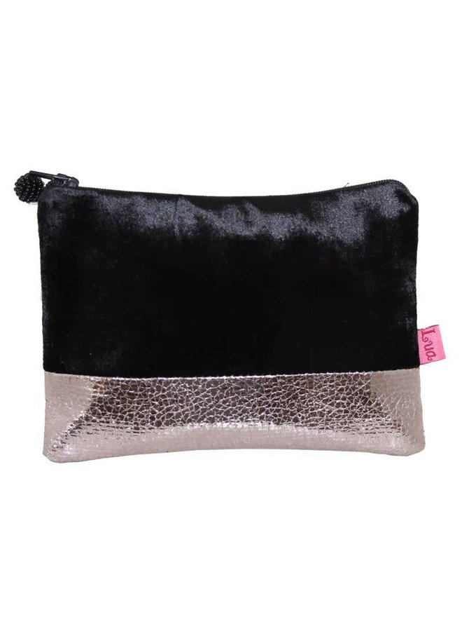 Velvet zip purse metalic band