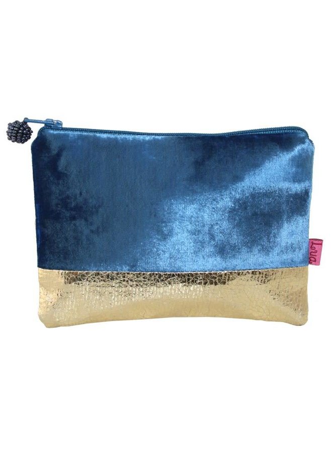 Velvet zip purse metalic band