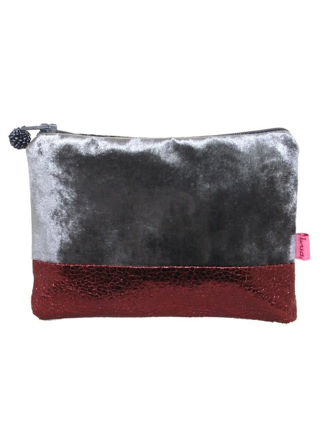 Velvet zip purse metalic band