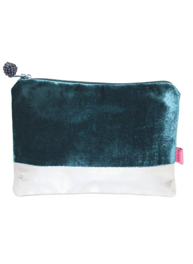 Velvet zip purse metalic band