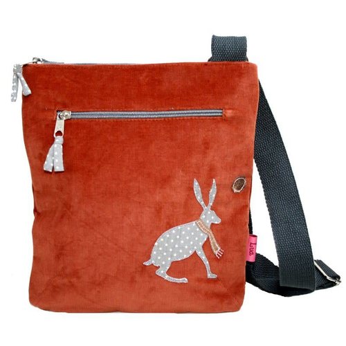 LUA Messanger bag coruroy with appliqued hare LUA Messanger bag coruroy with appliqued hare