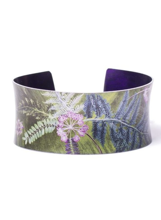 Manschettarmband limegrön botanisk design