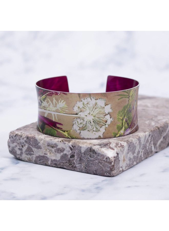 Cuff bracelet tropical dusk botanical design 02