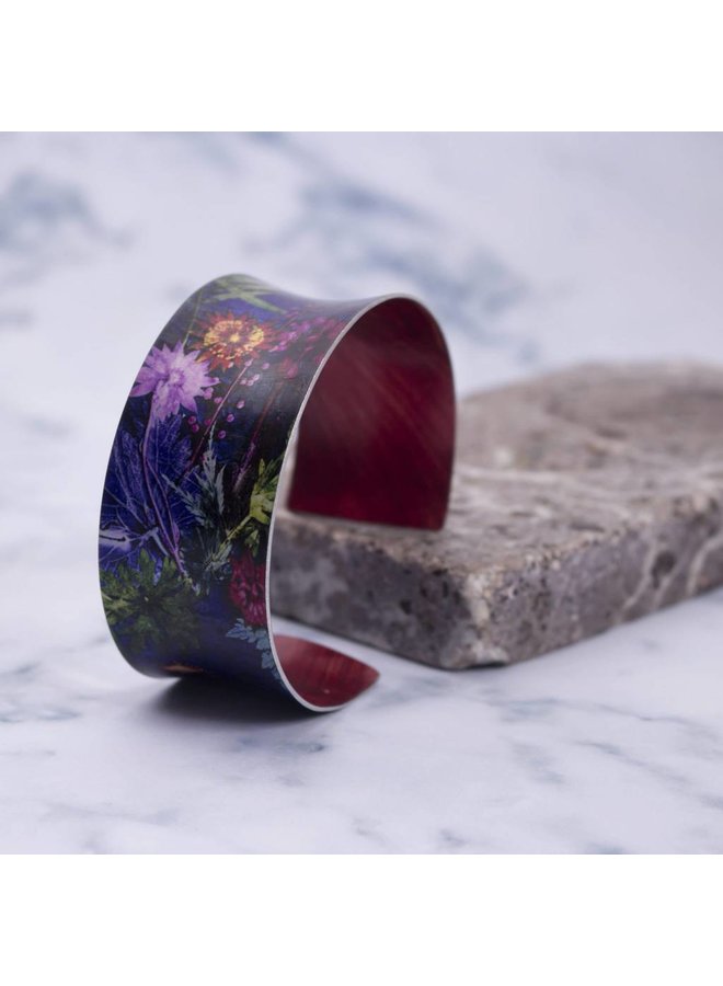 Cuff bracelet tropical indigo botanical design 13