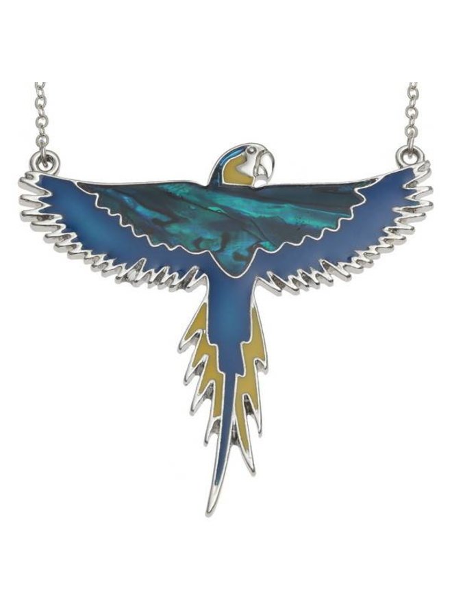 Macaw flying Inlaid Paua shell and mop necklace 96