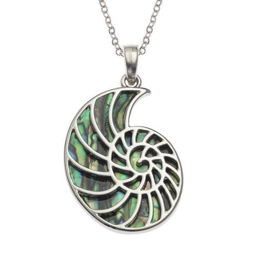 Tide Jewellery Eingelegte Paua-Muschelhalskette mit Ammonit 86 Tide Jewellery Eingelegte Paua-Muschelhalskette mit Ammonit 86