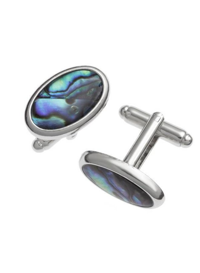 Oval Inlaid Puau shell cuff links 104