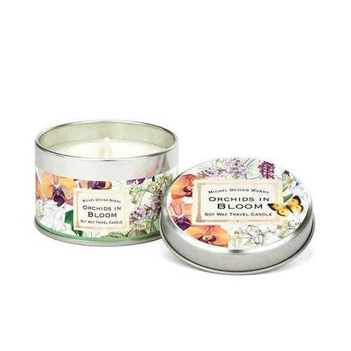 Michel Design Works Orchids in Bloom Travel Candle Tin 20 +hours Michel Design Works Orchids in Bloom Travel Candle Tin 20 +hours