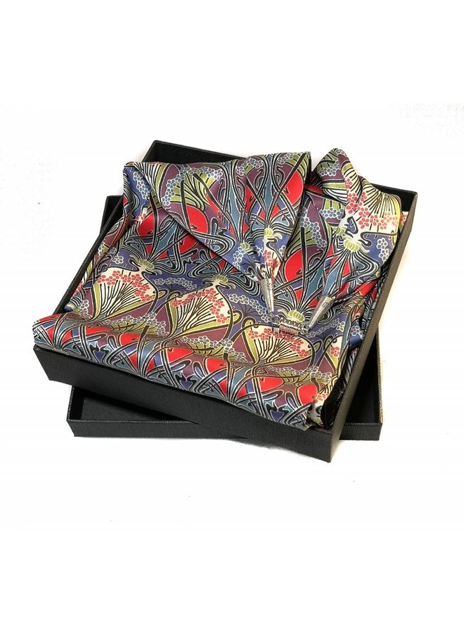 Nouveau Satin and Silk Scarf  with magnetic clasp Boxed