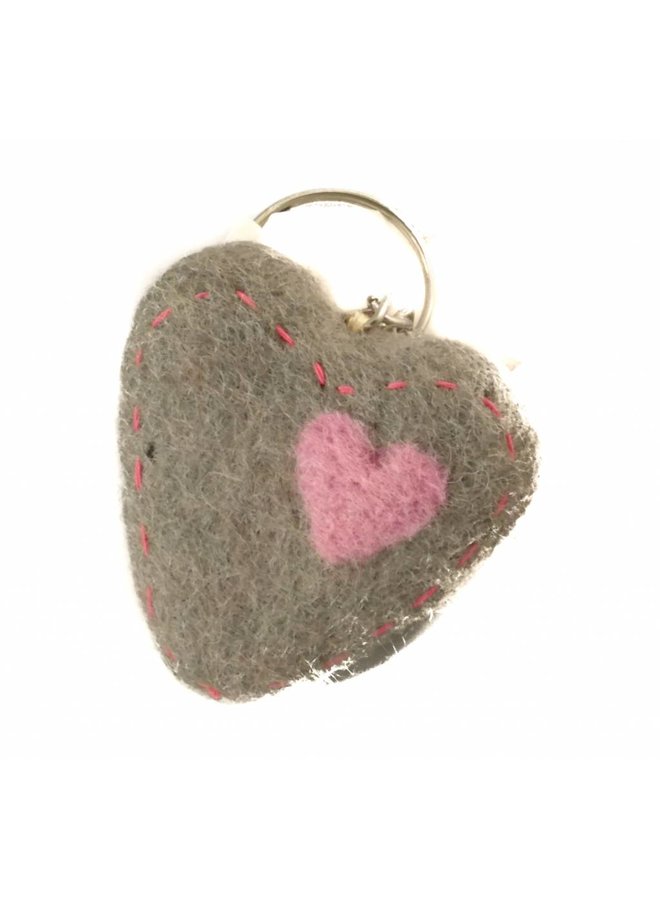 Grey Heart Felt Keyring 011