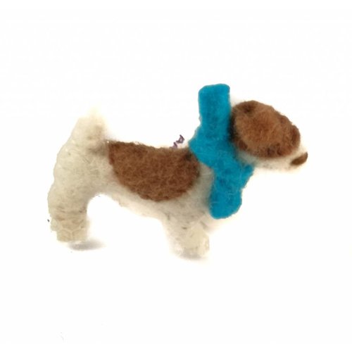 Amica Accessories Jack Russel Felt blue scarf brooch 008 Amica Accessories Jack Russel Felt blue scarf brooch 008