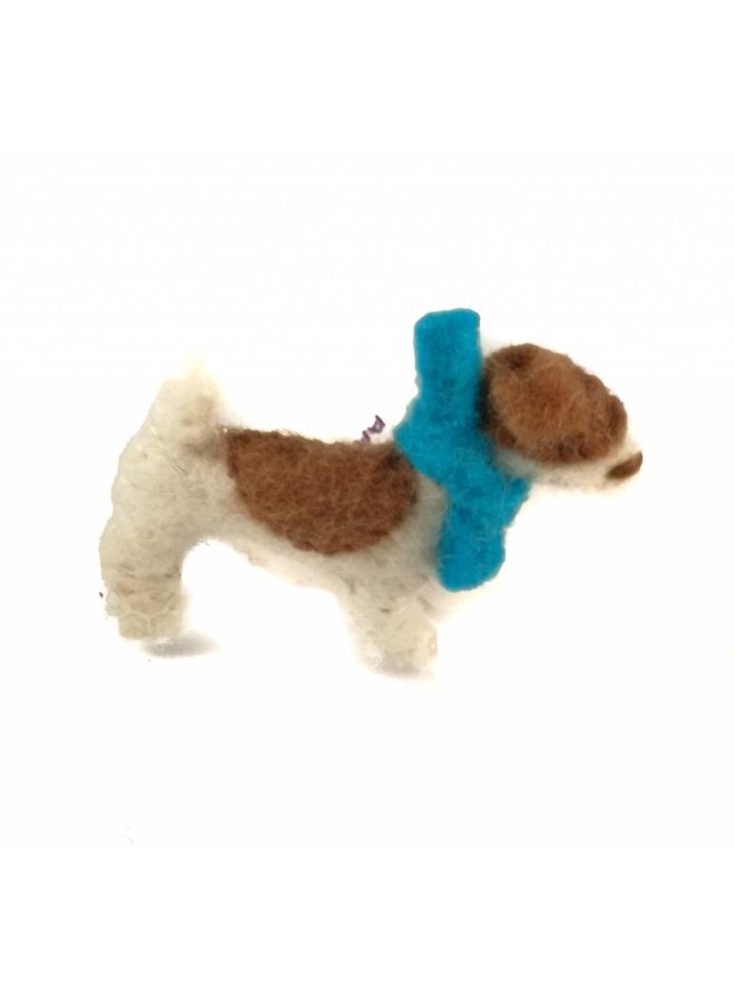 Broche bufanda azul fieltro Jack Russel 008