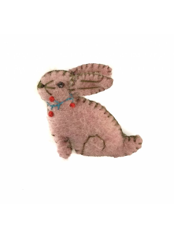 Broche lapin Broche feutre rose 018