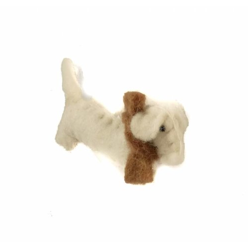 Amica Accessories Sausage dog white felt brooch 011 Amica Accessories Sausage dog white felt brooch 011