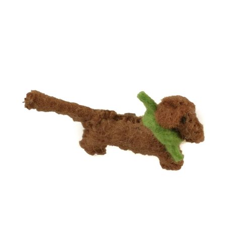 Amica Accessories Wurst Hund braun Filz grünen Schal Brosche 010 Amica Accessories Wurst Hund braun Filz grünen Schal Brosche 010