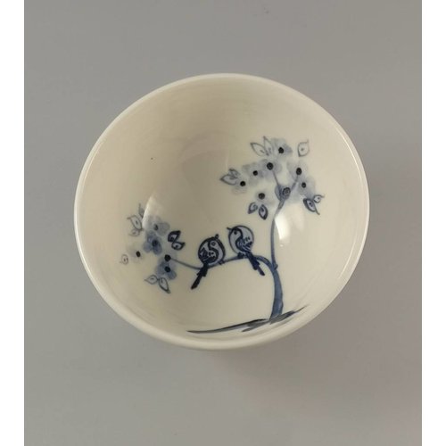 Mia Sarosi Birds on Branch porcelain hand painted bowl 013 Mia Sarosi Birds on Branch porcelain hand painted bowl 013