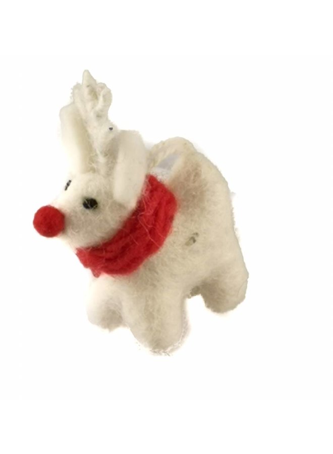 White Standing Red Nosed Reindeer 05