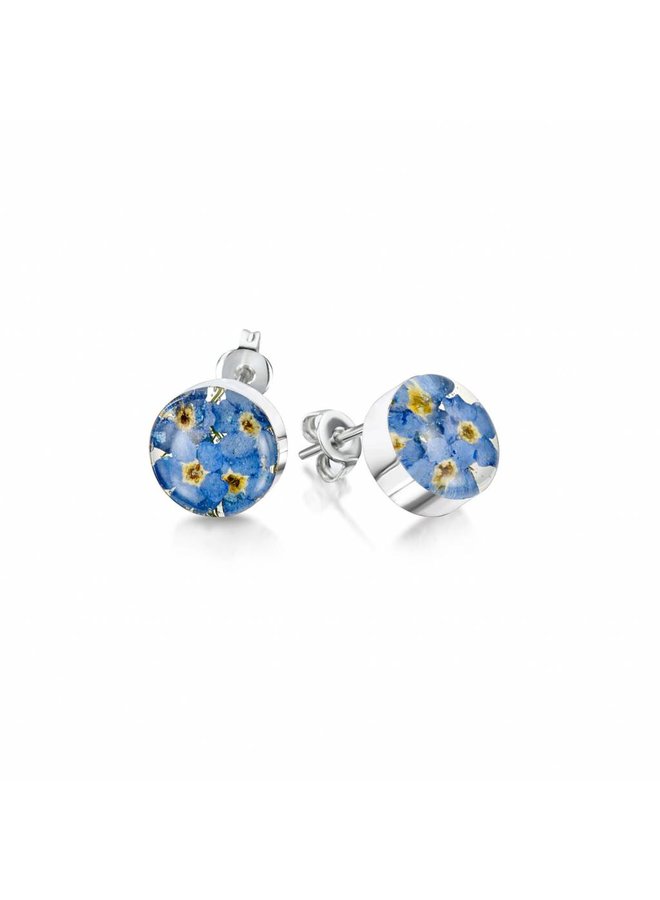 Round  Forget-me-not stud earrings silver 021