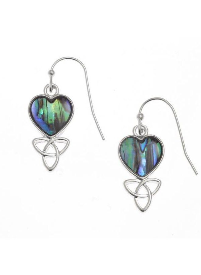 Celtic heart inlay paua shell drop örhängen 115E