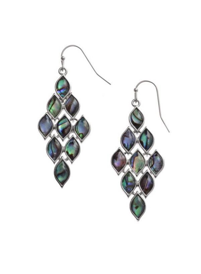 Diamond paua shell drop earrings 954